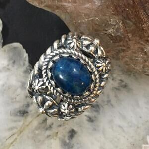 Carolyn Pollack Vintage Sterling Silver Oval Apatite Decorated Ring For Women